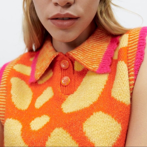 Zara JACQUARD KNIT VEST - Picture 4 of 9